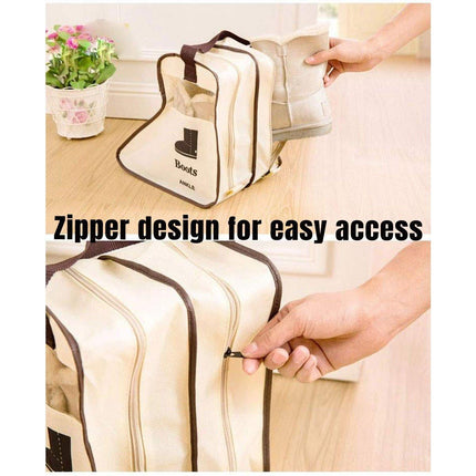 4PCS Beige Travel Shoe Bag Home Boot Storage Visual Dustproof Long Short Covers