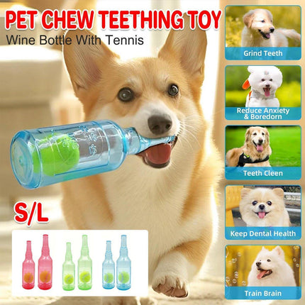 Durable Pet Teething Resistant Tennis Ball Wine Bottle Chew Toy for Dogs Play