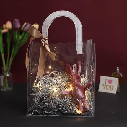 Transparent PVC Handheld Bags Transparent Gift Bag Handle Candy Containers Gifts White - Aimall