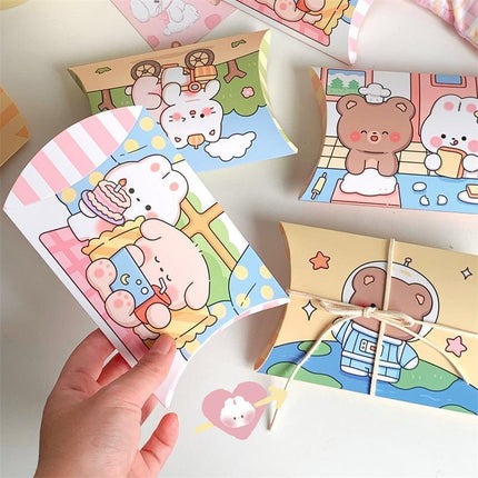 100PCS Pillow Shape Gift Boxes Paper Pouch Folding Carton Party Wedding Favors