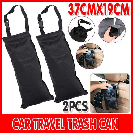 2PCS Car Travel Trash Can Bin Rubbish Garbage Hang Storage Bag Hanger Back Seat - Aimall