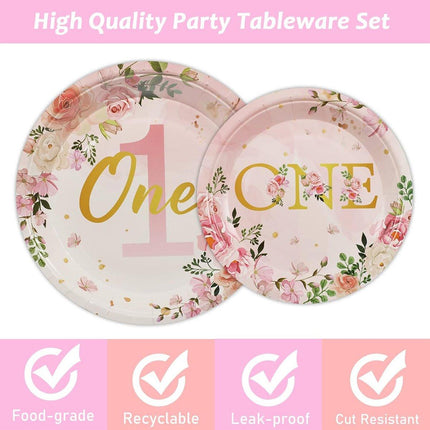 96pcs 1st Birthday Party Supplies Set Tableware Decorations for Baby Birthday