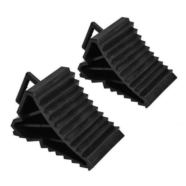 2/4Pcs Heavy Duty Rubber Wheel Chock Tough Chocks Stops Car Trailer Boat Caravan - Aimall