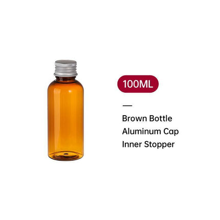 20pcs Brown Transparent Cosmetic Bottles with Aluminum Lids for Packaging