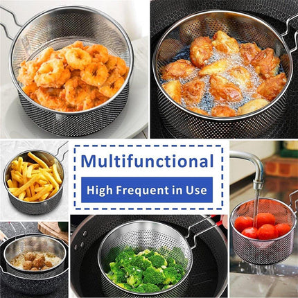 18cm Stainless Steel Frying Basket Oil Drain Basket Deep Frying Net for Cooking