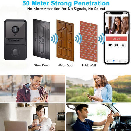Wireless WiFi Video Doorbell Smart Phone Door Ring Intercom Camera Security Bell - Aimall