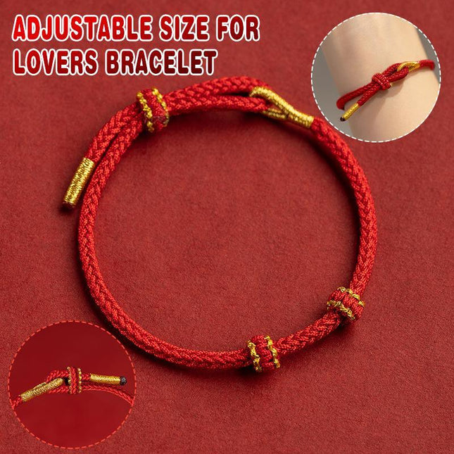 Hand-woven Knotted Red Rope Adjustable Size For Lovers Bracelet Jewelry Gifts - Aimall