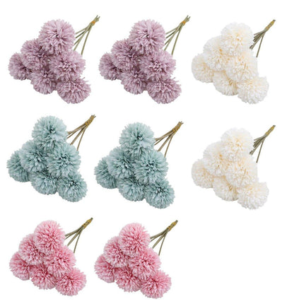 12pcs Artificial Dandelion Fake Flower Simulation Arrangement Desktop Decoration