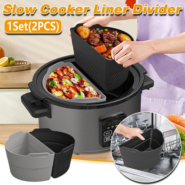2PCS Reusable Food Grade Slow Cooker Liner Divider Non Stick Easy Clean Pan
