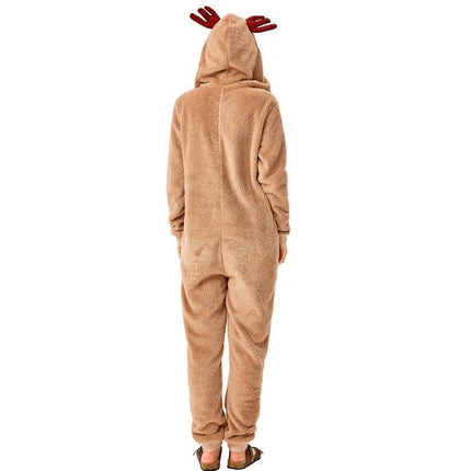 Christmas Reindeer Onesie Adult Khaki Cosplay Pajamas Comfy Animal Costume - Aimall