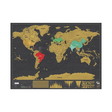 Deluxe Scratch off world Map Interactive large Poster Atlas Travel Decor Gift - Aimall