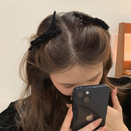 2PCS Bow Children's Hair Clip Flocking Velvet Hair Clip Sweet Hairpin Girls Gift - Aimall