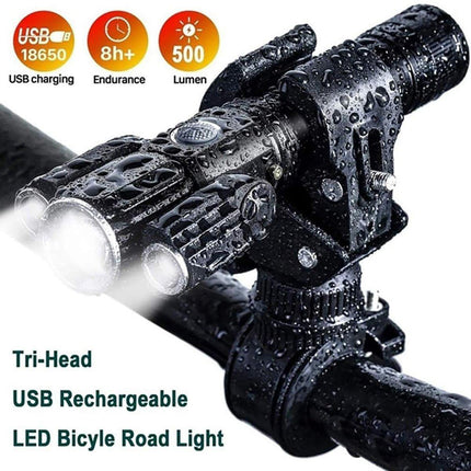 1pc Bike Front Rear LED Lights Set Mountain Bicycle USB Rechargeable Torch Lamp No Battery