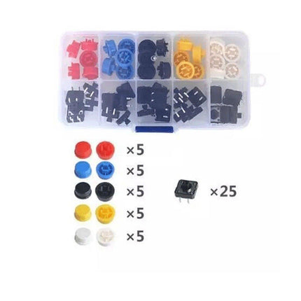 25Pcs Round Tap Switch Buttons with Key Cap Replacement Parts for Home Appliance