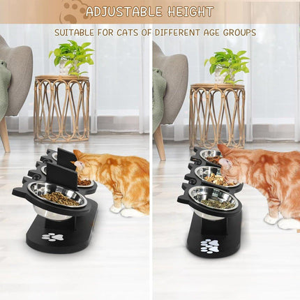 Adjustable 3pcs Pet Feeder Dog Food Bowl Rack Vertical Cat Feeding Station