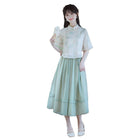 Chinese Style Girl Two-Piece Set New Retro Printed Improved Cheongsam
