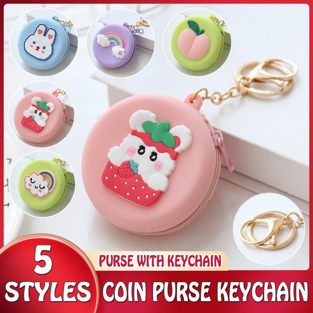 Bag Charm Coin Purse Keychain Zipper Change Purse Key Ring Purse With Keychain - Aimall