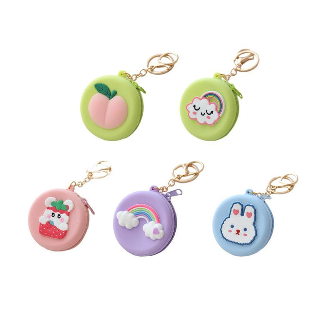 Bag Charm Coin Purse Keychain Zipper Change Purse Key Ring Purse With Keychain - Aimall