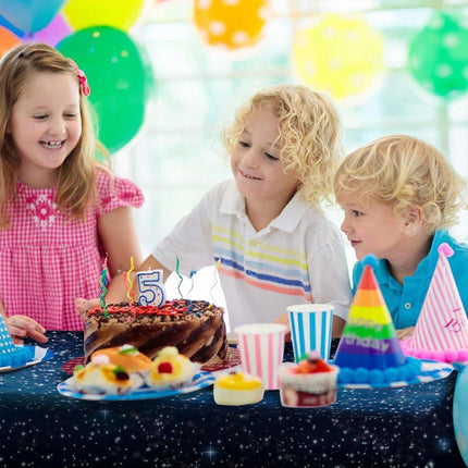 2PCS Starry Night Galaxy Theme Disposable Tablecloth Set Star Party Decor