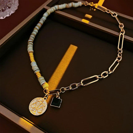 Fashion Natural Stone Necklace Retro Clavicle Chain Simple Jewelry Women