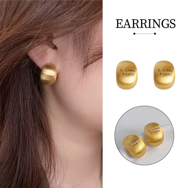 Temperament Matte Brushed Texture Simple Stud Earrings Fashion Jewelry for Women