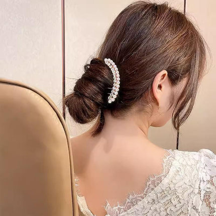 Rhinestone Pearl Hair Comb Golden Temperament Ornament Hair Comb Temperament - Aimall