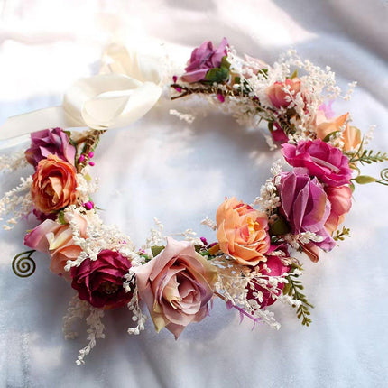 Hawaiian Faux Flower Headband Bridal Wedding Wreath Bridesmaid Hair Accessory