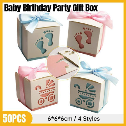 50X Shower Party Bomboniere Box 6x6x6cm with Ribbon for Birthday and Celebration Use