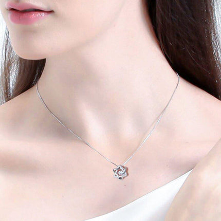 Luxury Six-Pointed Star Necklace for Women Beating Heart Clavicle Chain Girls