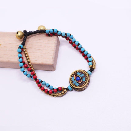 Ethnic Style Handmade Bracelet Color Stone Sky Bead Fashion Round Bead Bracelet