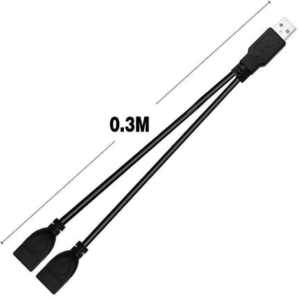 Double USB Extension A-Male to 2 A-Female Y Cable Cord Power Adapter Splitter - Aimall