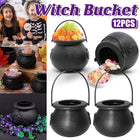 12PCS Halloween Witch Lantern Black Flame Candy Bucket Portable Props Decor