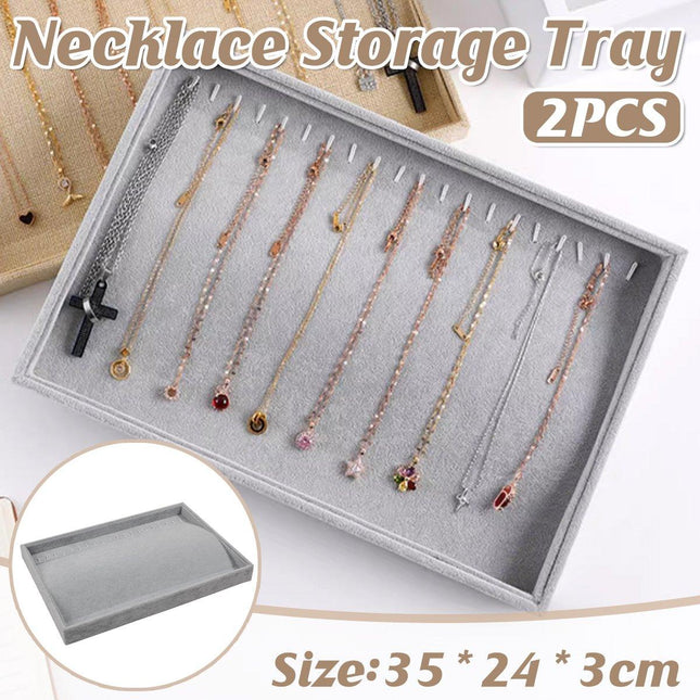 2pcs Necklace Jewellery Tray Simple Jewelry Storage Organizer Display Tray Set
