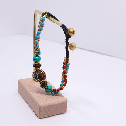 Ethnic Style Handmade Bracelet Color Stone Sky Bead Fashion Round Bead Bracelet