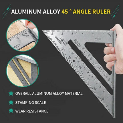 UP TO 2pcs 7" Aluminum Alloy Ruler Speed Angle Square Tool Triangle Square Ruler - Aimall