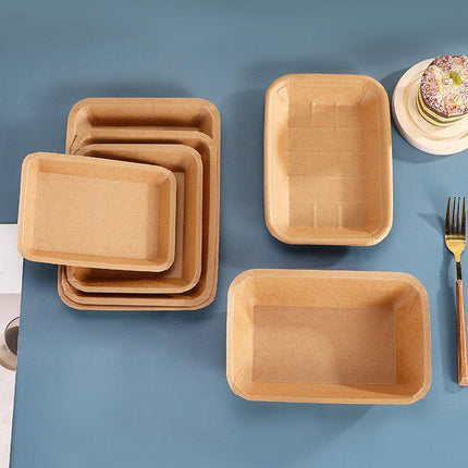 100pcs Eco-friendlyKraft Paper  Trays for Fries Snacks Greaseproof Hot Dog Trays