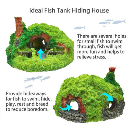 Resin Grass House Aquarium Ornament Natural Fish Tank Decoration Hideaway