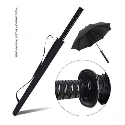 Black Sun and Rain Umbrella Straight Umbrella UV Protection Windproof Outdoor