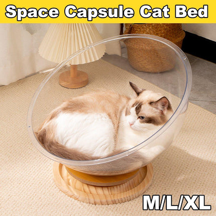 Four Seasons Acrylic Space Capsule Cat Bed Semi-closed Cool Nest Turntable Toy