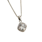 Fashion 925 Sterling Silver Stunning Square Cubic Zircon Pendant Necklace Chain - Aimall