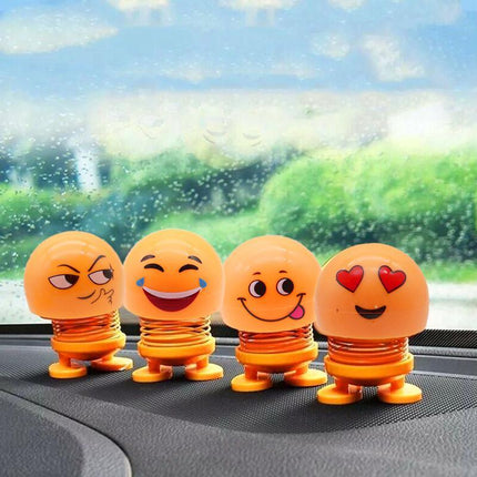 Emoji Car Expression Decoration Shaking Head Auto Cartoon Ornament Spring Swing - Aimall