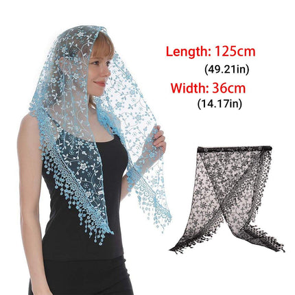 3pcs Floral Lace Tricot Veil Women Scarf Headscarf Soft Lightweight Accessories