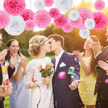 18PCS Pink Spiral Hanging Paper Flower Balls Birthday Party Decoration
