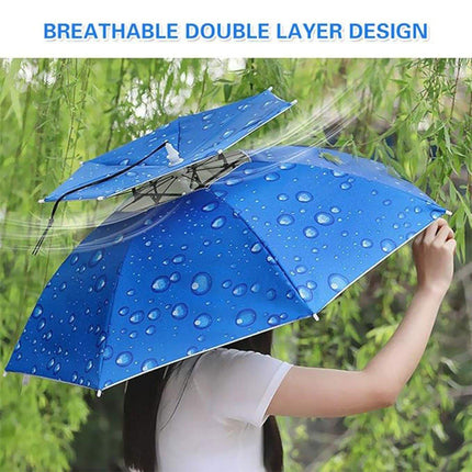 2-Layer Outdoor Foldable Sun Umbrella Hat Fishing Camping Headwear Cap Head Hat