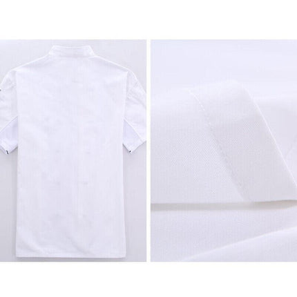 Black Unisex Mesh Sleeve Chef Coat Jacket Restaurant Hotel Cook Short Uniform - Aimall