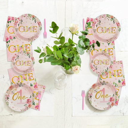 96pcs 1st Birthday Party Supplies Set Tableware Decorations for Baby Birthday