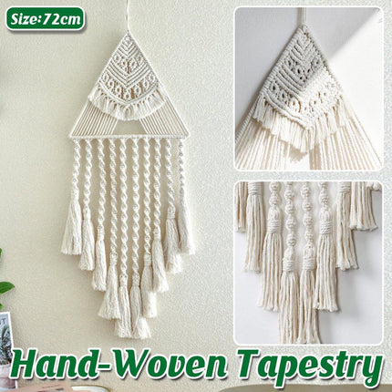 White Woven Tapestry Dreamcatcher Hanging Wall Decor Triangle Charm for Home