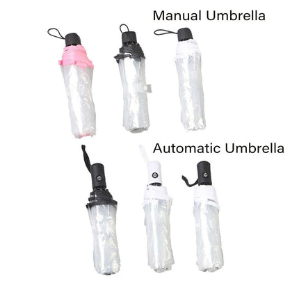 Transparent Folding Umbrella Compact Tri Fold Design Clear Rain Protection Cover