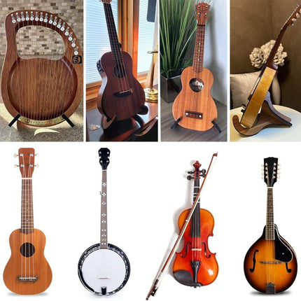 Wood Colour Folding Guitar Stand Floor Rack Portable