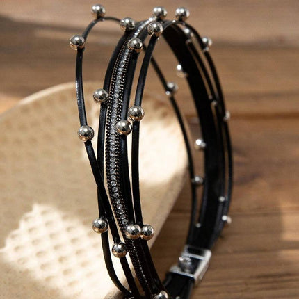 Fashion Multilayer Leather Bracelet Men Women Wristband Bangle Creative Jewelry - Aimall
